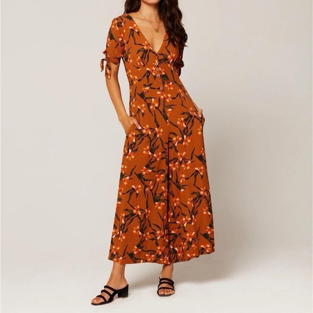 L Space Women's Rust Fall Floral Boho Jumper Size Medium NWT